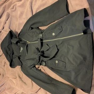 Via Spiga Black Trench Coat with Hood. Size XS. NWOT